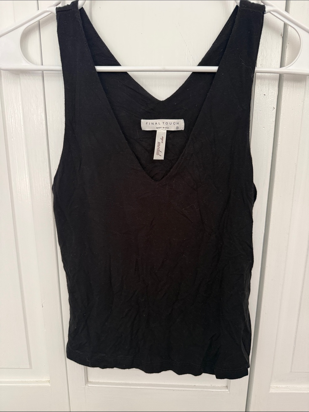 Final Touch Black V-Neck Tank Top - Sleeveless Scoop Back
